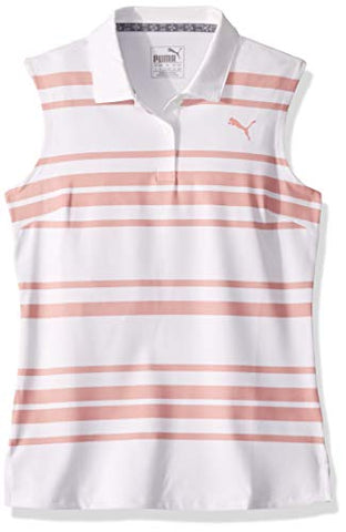 Puma Junior Girls Sleeveless Stripe Golf Polo