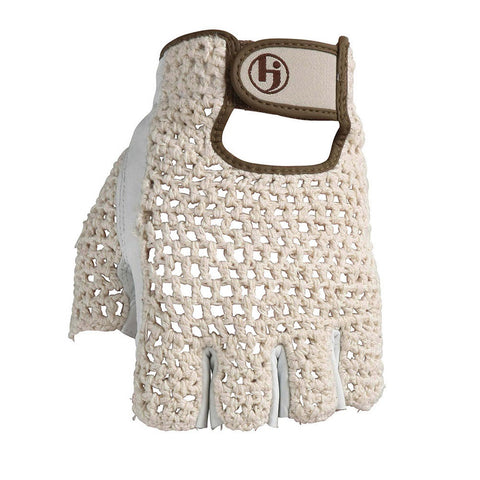 HJ Golf Half Finger Cotton Knit & Leather Gloves