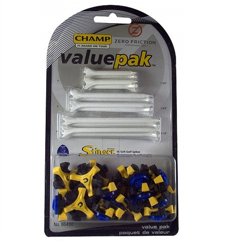 Champ Tri-Lok Spikes with Zero Friction Tees Value Pack